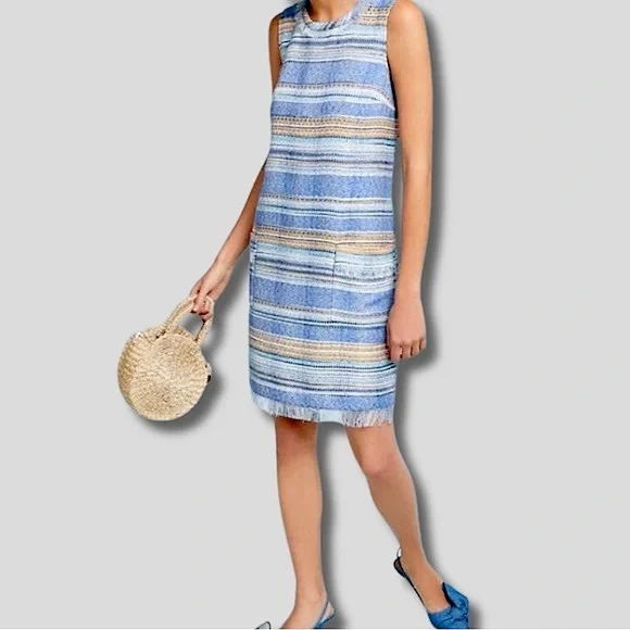 Anthropologie Akemi + Kin Boho Tweed Shift Dress Sz. 4 - Picture 3 of 15